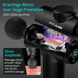 SnelShoppen - Mini Massage Gun, Stille Massageapparaat met 30 Snelheden, 12 Opzetstukken voor Diepe Weefselmassage, Spierherstel, Ontspanning, Voor Ru — thumbnail 3