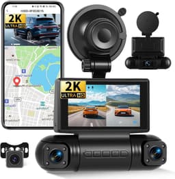 SnelShoppen - 2K Dashcam Voor- en Achteruit met APP WiFi, 4 Kanalen 2K+3*1080P, 150° Hoek, Super Nachtzicht, Parkeerbewaking, G-sensor, Loopopname, AP — thumbnail 1