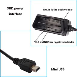 SnelShoppen - OBD2 Power Kabel voor Dashcam, Mini USB OBD2 Aansluiting Hardwired Oplader met Schakelaar - 3.5m 24 Uur Bewaking — thumbnail 3