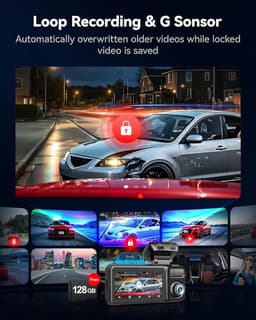 SnelShoppen - 4K 3 Channel Dash Cam met STARVIS 2, 128GB Geheugenkaart, Full Night Color, Touch Screen, GPS, 5GHz WiFi, Voice Control, HDR en Parkeerm — thumbnail 4