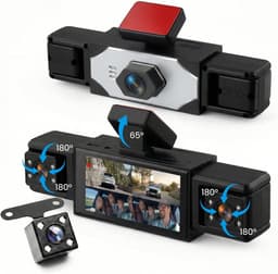 SnelShoppen - 360° 4-kanaals dashcam auto met 4 camera's 1080p voor en achter links, rechts, 3,16 inch IPS-scherm, AVI videoformaat, multi-taal onders — thumbnail 1