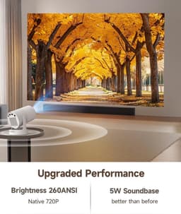SnelShoppen - Draagbare Projector met Android 14, Miniprojector 4K 1080P Full HD, 260 ANSI, 5G WiFi, BT 5.4, Bioscoopprojector met 180° Draaibaarheid — thumbnail 3