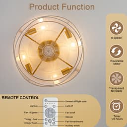 Moderne 19 inch Plafondventilator - Bediening via app en afstandsbediening - Zes snelheden - Omkeerbare luchtstroom - ABS-bladen - Ideaal voor slaapkamers en kinderkamers — thumbnail 5
