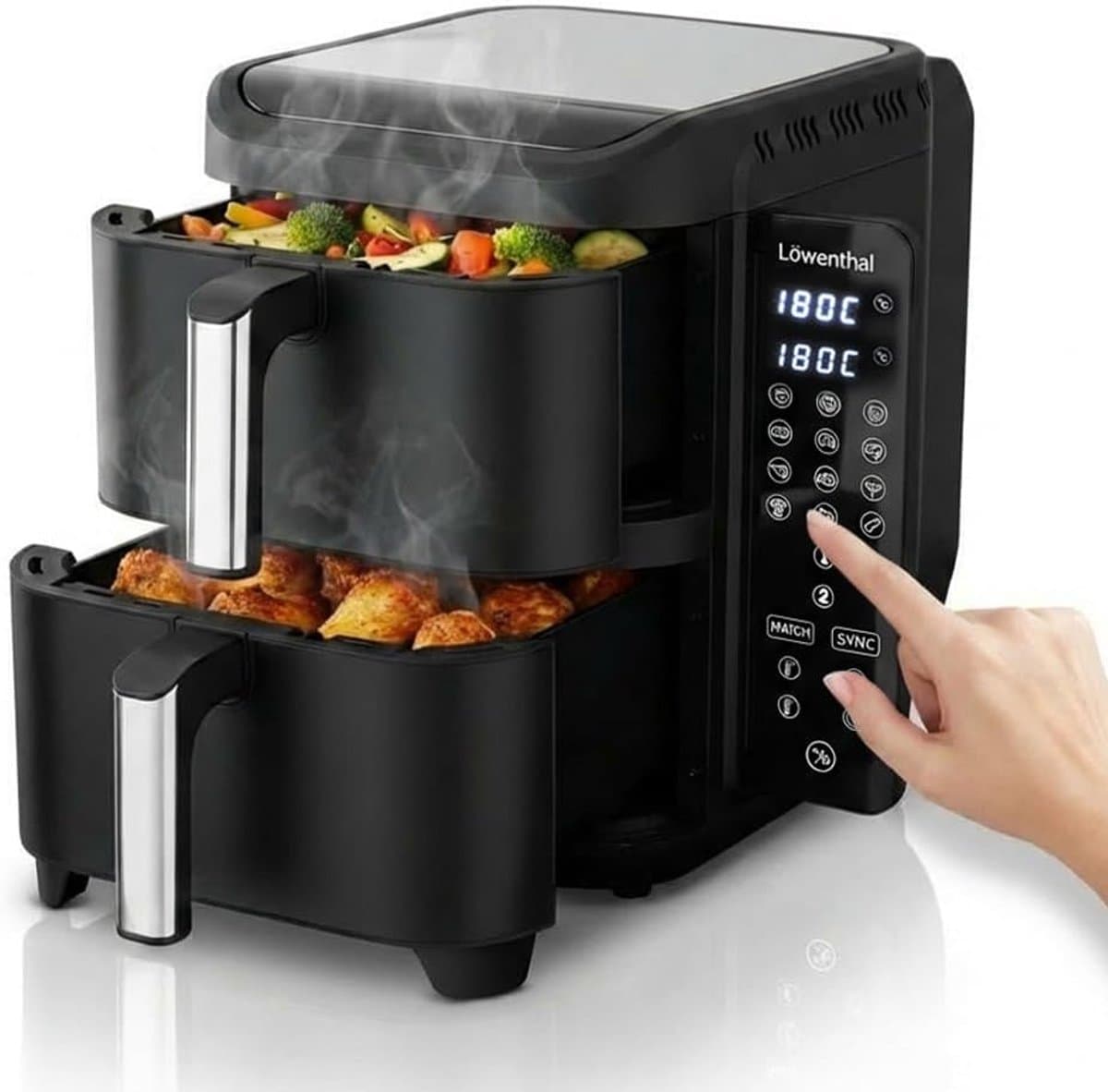Airfryer XL Dubbele Mand Heteluchtfriteuse 11L 2800W met 12 Programma’s Touchscreen en Antiaanbaklaag — afbeelding 1