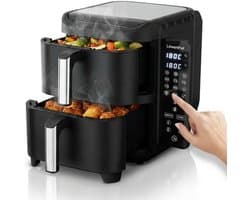 Airfryer XL Dubbele Mand Heteluchtfriteuse 11L 2800W met 12 Programma’s Touchscreen en Antiaanbaklaag