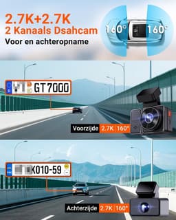 Dashcam voor auto - Zwart - 2,45 inch - Dubbele 1944P Camera met WiFi, GPS en Nachtzicht - Voor Personenauto — thumbnail 5