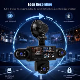 Dashcam voor auto - Zwart - 3,2 inch IPS-scherm - 1080p Full HD met 5 Camera's en Nachtzicht - Voor Veiliger Rijden — thumbnail 5