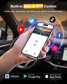 Dashcam voor auto - Zwart - Dual 4K + 1080p Camera - WiFi met Nachtzicht en Parkeerbewaking - Voor Auto — thumbnail 4
