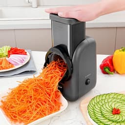 Elektrische groentesnijder - Zwart - Compact - Multifunctionele keukenmachine voor snijden, raspen en hakken — thumbnail 4