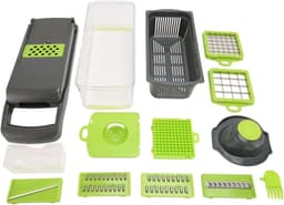 Groentenhakker Multifunctioneel - Keukenmachine Versnipperaar - Snel Ingrediënten Snijden - Volledig Accessoirepakket - 33 x 12 x 12 cm - Groen — thumbnail 5