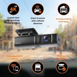 Dual Dashcam - Zwart - 4K Resolutie - Nachtzicht - Voor Auto's — thumbnail 2