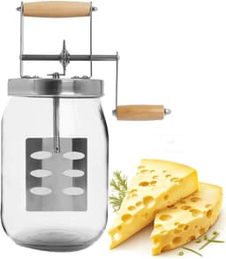 Handmatige Boter Maken - Boter Machine - Thuis Boter Maken - Glazen Jar - 1.5 Liter - Wit — thumbnail 1