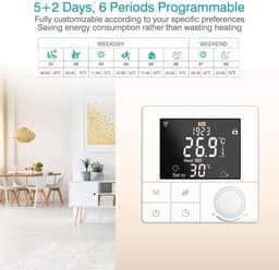 Slimme Thermostaat - Temperatuurregelaar - Vloerverwarming - Programmeerbaar - 86x86mm - Wit — thumbnail 5