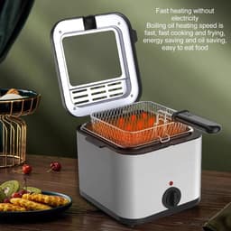 Elektrische Friteuse - Frituurpan - Gezinsmaaltijden Bereiden - Snelle Gelijkmatige Garing - 25 L - Zilver — thumbnail 3