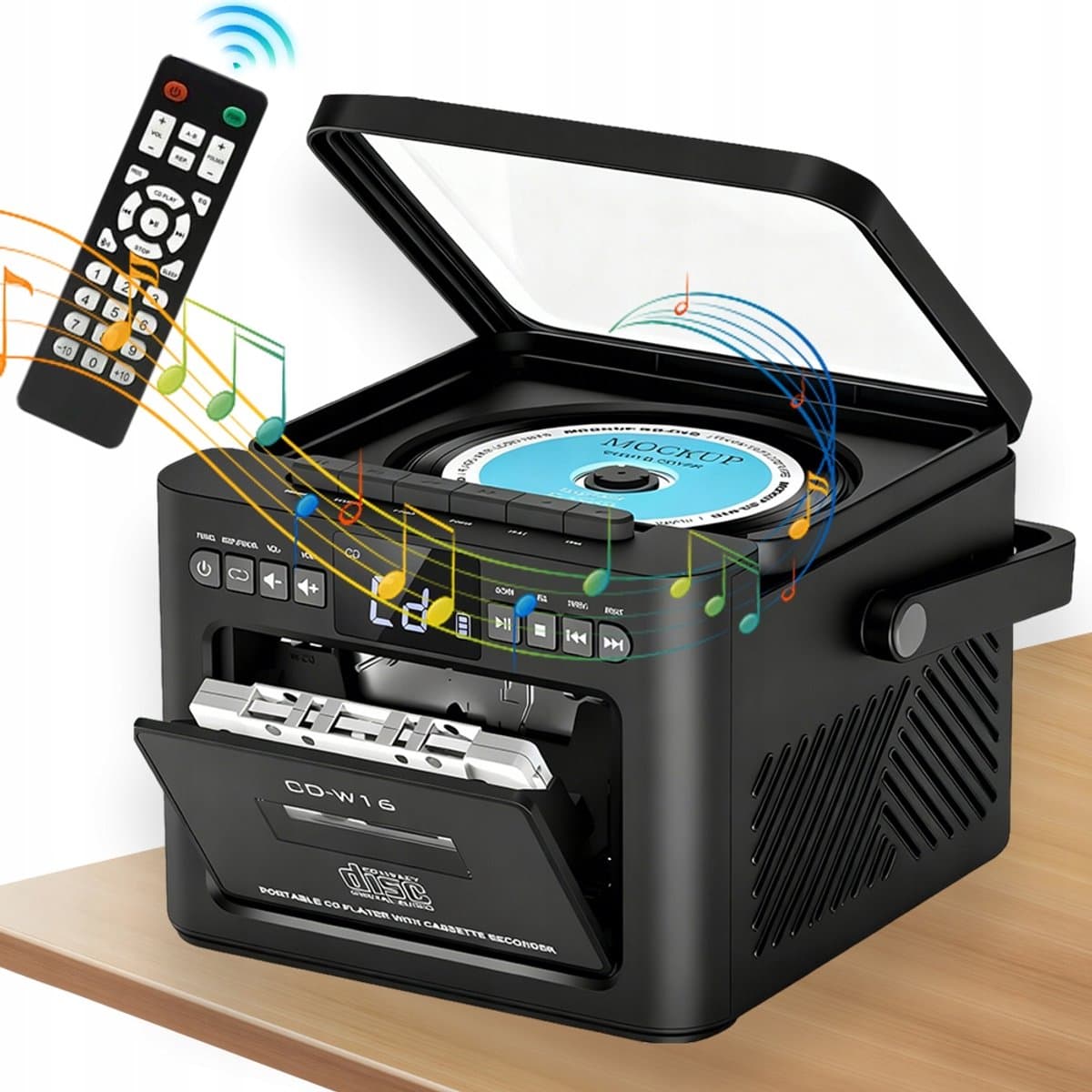 All-in-1 Speler - Retro CD Speler - Cassettespeler - Bluetooth Luidspreker - FM - USB & SD & AUX - 5000mAh - Opnemen - Afstandsbediening - Voor Slaapkamer Woonkamer en Kantoor - Cadeau — afbeelding 1