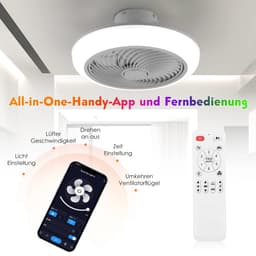Archi Plafond Ventilator met Verlichting - RGB LED Plafondlamp - Bluetooth Speaker – 50W – Tuya App & Afstandsbediening – 6 Snelheden — thumbnail 2