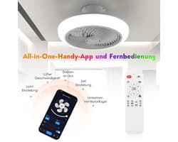 Archi Plafond Ventilator met Verlichting - RGB LED Plafondlamp - Bluetooth Speaker – 50W – Tuya App & Afstandsbediening – 6 Snelheden