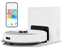 MEDION Robotstofzuiger met afzuigstation en dweilfunctie X23 SW+ (lasernavigatie, sterke 5000 Pa zuigkracht, 2-in-1 robotstofzuiger, nauwkeurige kaartopbouw, Go & No Go-zones, meerdere verdiepingen) w