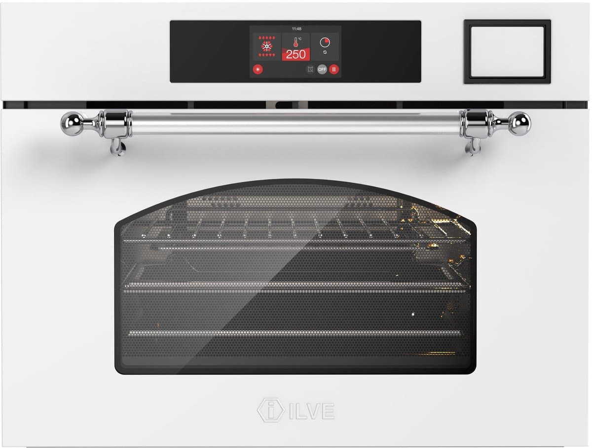 ILVE Compact 45cm 3 in 1 oven/stoom/mag Nost. Antiek Wit Chroom - Inbouw — afbeelding 1