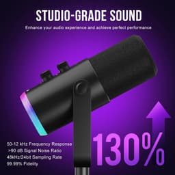 USB-C-microfoon voor podcasts, streaming en gaming op de pc, met RGB-verlichting, mute-knop, bureaustandaard en hoofdtelefoonaansluiting; zangmicrofoon voor zang, TikTok en YouTube. — thumbnail 3