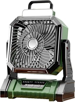 Deze oplaadbare, draagbare ventilator is compact en draagbaar, voorzien van een 5400mAh-batterij, 4 instelbare standen en een ingebouwd lampje. Hij is geschikt voor gebruik in winkels, slaapkamers, buiten, op het strand en op reis. — thumbnail 1