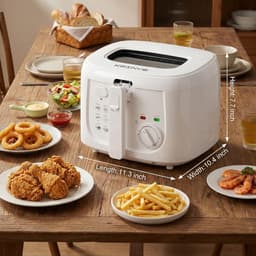 Elektrische Friteuse - Frituurpan Airfryer - Lekker Frituren - Instelbare Temperatuur - 25 Liter - Wit — thumbnail 2