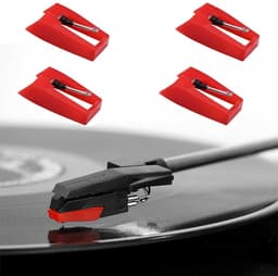 Platenspeler Naalden - Naald - 4 Stuks - Reserve Naalden - Rood Platenspeler Naald - Pick-up Naald - Universele Draaitafel Naald - Vinyl Platenspeler Accessoires - Vervangingsnaald — thumbnail 1