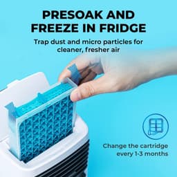 Mobiele Airco en Mini Luchtkoeler met 550ml Watertank - 4-in-1 Kleine Aircooler met Oplaadbare Accu - Fluisterstille Tafelventilator met Waterverneveling voor Slaapkamer, Thuiskantoor en Camping - Draadloze Air Cooler - Wit — thumbnail 2