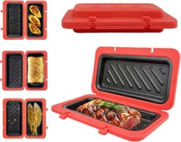 Sandwichmaker Magnetron - Kaassmelter Panini - Snel Ontbijt Maken - Geïntegreerde Verwarming - 45x12x45 cm - Rood — thumbnail 1
