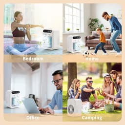 Mobiele airco - Mobiele luchtkoeler - Stille mobiele airco met watertank - Persoonlijke airco - Verdampingskoeler voor kamer/slaapkamer/kantoor/camping - Wit — thumbnail 5