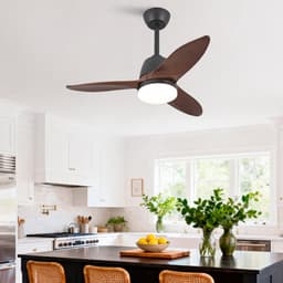 KOMHTOM - Plafondventilator - 36 inch - Modern - Zwart - Dimbaar in 3 Lichttinten - Massief Houten Bladen - Bedieningshendel - Omkeerbare DC-Motor - Geheugenfunctie - Elegante Afwerking - Voor Woonkamer — thumbnail 5