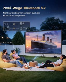 Mini Beamer Full HD 1080P - Smart Beamer met Netflix - 4K Ondersteuning - WiFi 6 - Bluetooth 5.2 - Draagbare Projector - Dolby Audio - Automatische Keystone - Elektrische Focus - HDMI ARC - Home Cinema Beamer — thumbnail 2