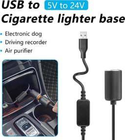 GINTOOYUN 24W USB A Male to 12V Cigarette Lighter Booster Cable Pedestal Adapter Power Cord for Dashcam, GPS, Car Led - ShopVlot — thumbnail 5