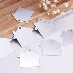 Set van 10 aluminium blanco stempel tags hangers van 35x38,5x1 mm, ideaal voor het maken van DIY sieraden met een lichte en duurzame afwerking — thumbnail 3