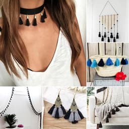 25m franje trimmen 25mm - Polyester kwastje lint zwart voor DIY latin jurk - Naaien accessoires — thumbnail 2