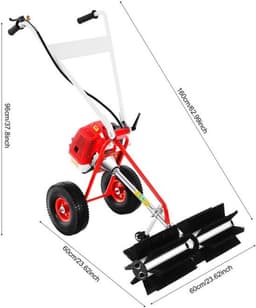 43CC Benzine Veegmachine – Handveger – Motorbezem – Bladveger – Tuinveger – 60 cm Borstelbreedte – 1,7 PK Motor – Stevige Constructie — thumbnail 1