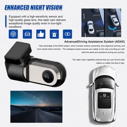 Auto Camera - Rijrecorder DVR - Veilig Rijden - ADAS Ondersteuning - 140 Graden - Zwart — thumbnail 3
