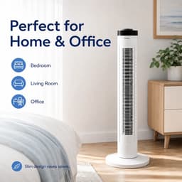 House Of Atelier - Torenventilator - Staande Ventilator - Luchtkoeler - 3 Verstelbare Standen - 60 Watt - 79 cm Hoog - Wit — thumbnail 3