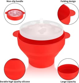 Dailygoods - Grote Opvouwbare Siliconen Popcorncontainer - BPA-vrij, Voor Magnetron — thumbnail 4