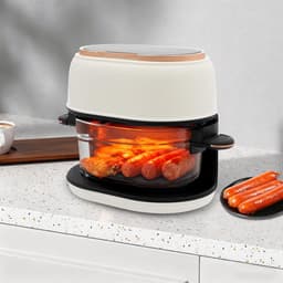 Airfryer - Heteluchtfriteuse - Gezond Frituren - Borosilicaat Glazen Mand - 4 Liter - Wit — thumbnail 5