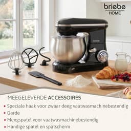 SnelShoppen - Professionele Keukenmachine 1800W Max, Kneedmachine met 5L Kom, 6 Snelheden, Pulsfunctie, Orbitale Beweging, LED-Touchscreen voor Keuken — thumbnail 3