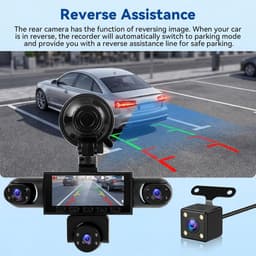 Thijox - 5-kanaals Dashcam Autocamera 3,16 inch IPS-scherm 360 Graden Rondomzicht met 1080P Full HD, Nachtzicht, Parkeerbewaking & Bewegingsdetectie v — thumbnail 2