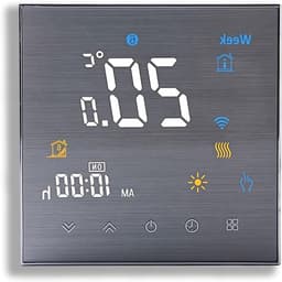Slimme Thermostaat - Verwarmingsthermostaat Airco thermostaat - Energie Besparen - Touchscreen Bediening - 86 mm - Geborsteld — thumbnail 1