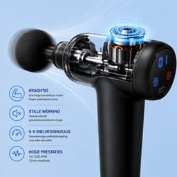 Professionele Massage Gun Met Verlengde Greep - Massage Apparaat - Massage Pistool - Warmte En Koude - 6 Massagekoppen - 6 Snelheden - USB-C - Bereik Rug Nek Schouders & Benen moeiteloost — thumbnail 5