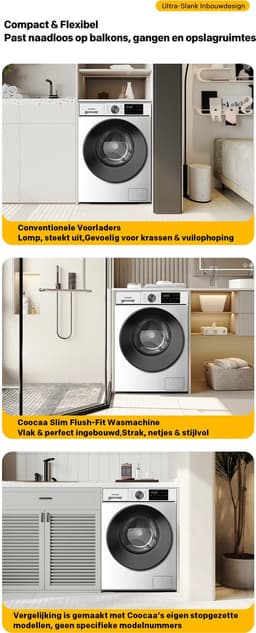 coocaa Galaxy A3-serie voorlader wasmachine, 9 kg, BLDC-motor, A-30%-klasse, bacterieverwijderingssysteem, stoomwas, snelwas 15 min, kinderslot, 15 programma’s, einde vertragen, babyverzorging [Energieklasse A] F902A3AВC0 — thumbnail 3