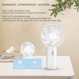 Mini-USB-tafelventilator met 3 snelheden, oplaadbaar, ideaal voor slaap, kantoor, reizen, enz. (wit) — thumbnail 5