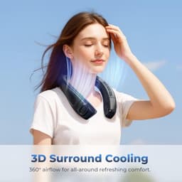 Nekventilator met Halfgeleider Koeling 4400mAh – Draagbare Nek Airconditioner met Groot Koelvlak, LED Display, 3 Windsnelheden & 3 Koelstanden, USB-C Oplaadbaar – Zwart — thumbnail 4