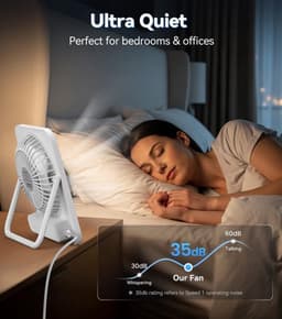 Solvix tafel ventilator geluidloos - Mini Tafelventilator - USB - 5 Snelheden - 180° Rotatie - Voor Thuis en Kantoor — thumbnail 3