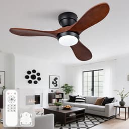 36 inch Ventilator - 3 CCT Verlichting - Afstandsbediening - 6 Snelheden - 3 Massief Houten Bladen - Omkeerbare Rotatie — thumbnail 1