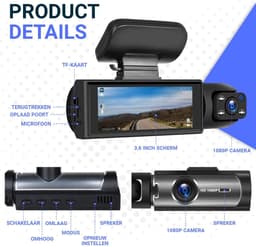 Auto Camera - Rijcamera Recorder - Veilig Rijden - Dubbele Lens Full HD - 170 Graden Hoek - Zwart — thumbnail 4